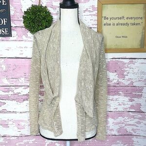 ISSI Beige Long Sleeve White Lace Back Cardigan